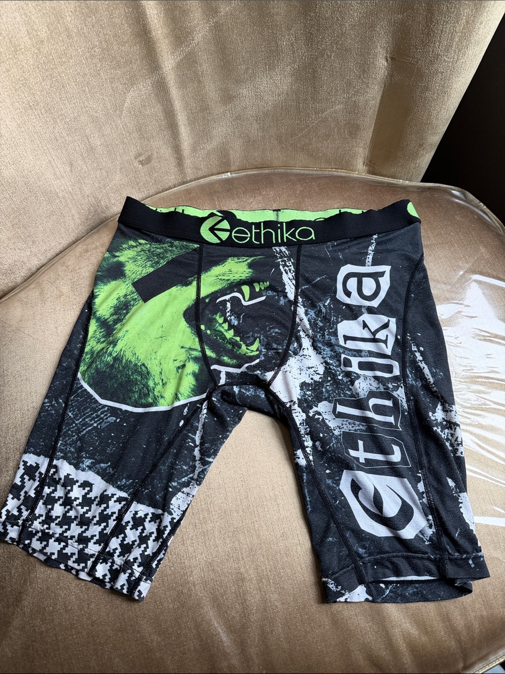 Ethika Black & Neon Green Graphic Performance Boxer Briefs